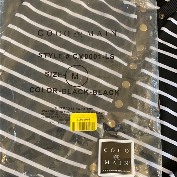 Black with white stripes snap front cardigan - Picture 5 of 9